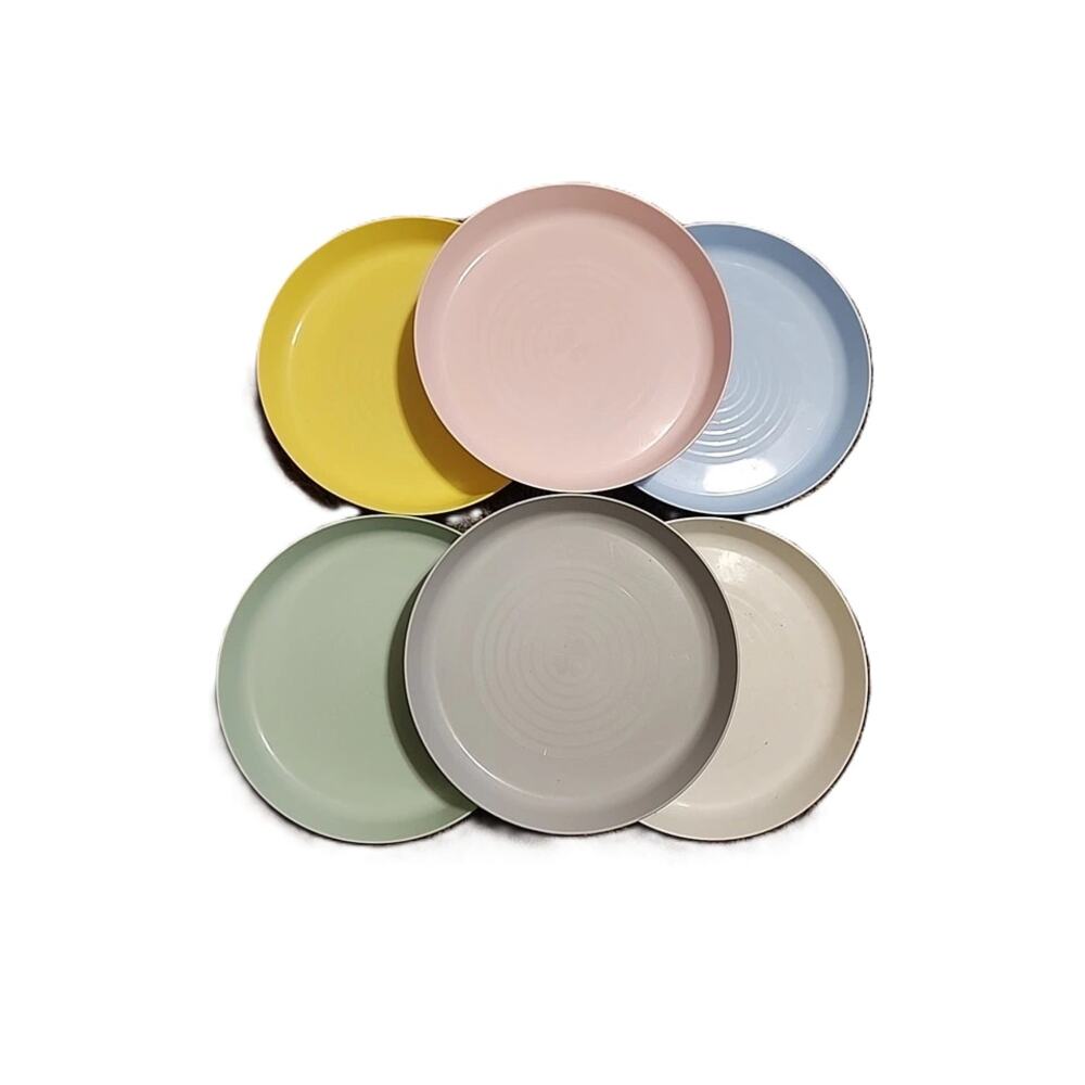Lot of 6x IKEA KALAS Stackable Kids Plates Mixed Pastel Colors Polypropylene NEW